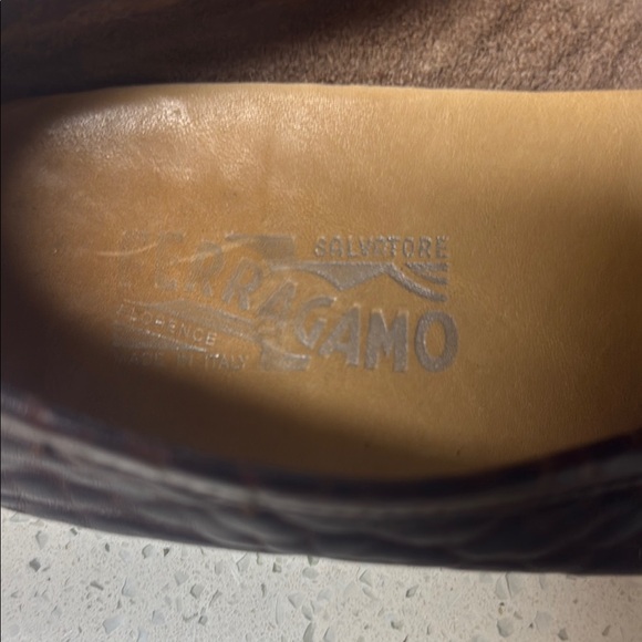 Salvatore Ferragamo Dark Brown Textured Loafers main image 6
